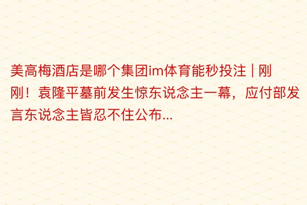 美高梅酒店是哪个集团im体育能秒投注 | 刚刚！袁隆平墓前发生惊东说念主一幕，应付部发言东说念主皆忍不住公布...
