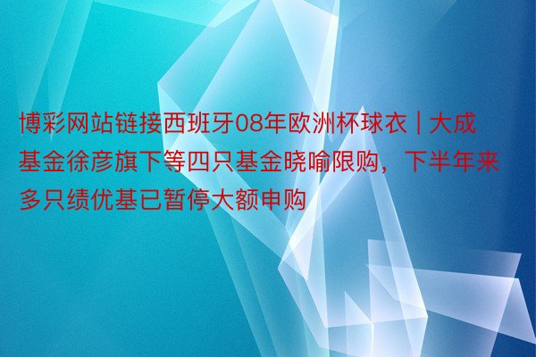 博彩网站链接西班牙08年欧洲杯球衣 | 大成基金徐彦旗下等四只基金晓喻限购，下半年来多只绩优基已暂停大额申购