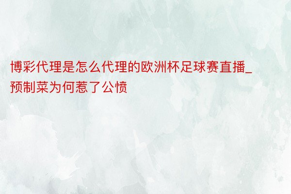 博彩代理是怎么代理的欧洲杯足球赛直播_预制菜为何惹了公愤